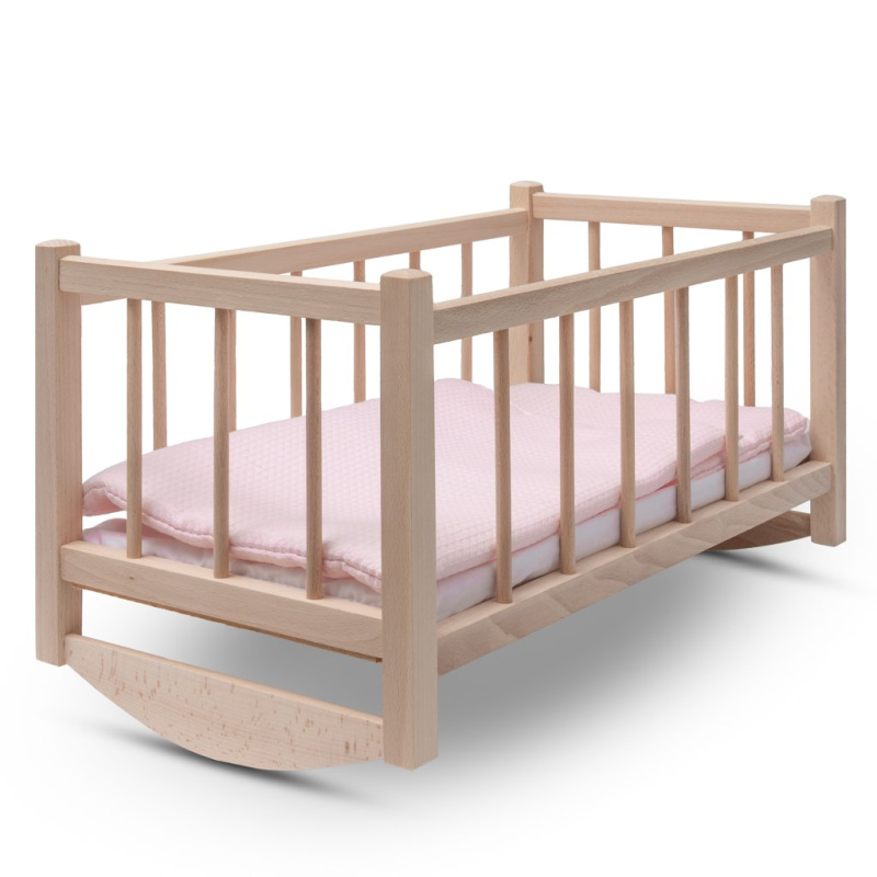 Dřevěná kolébka pro panenky s lůžkovinami Baby Mix