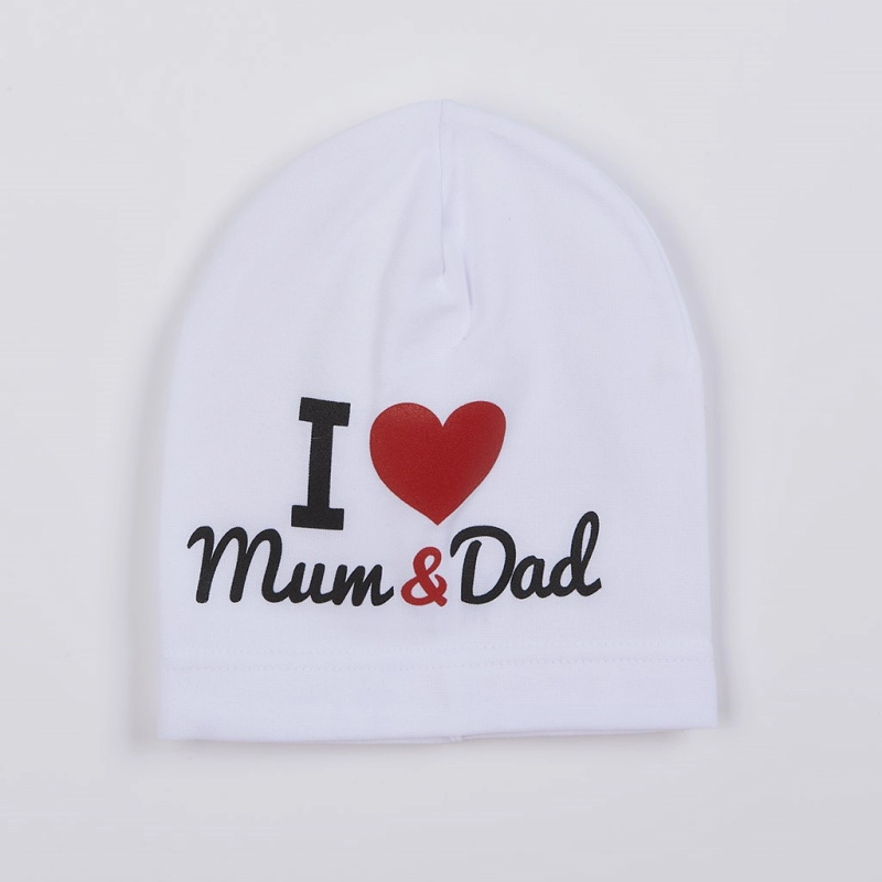 Dětská bavlněná čepička I Love Mum and Dad bílá