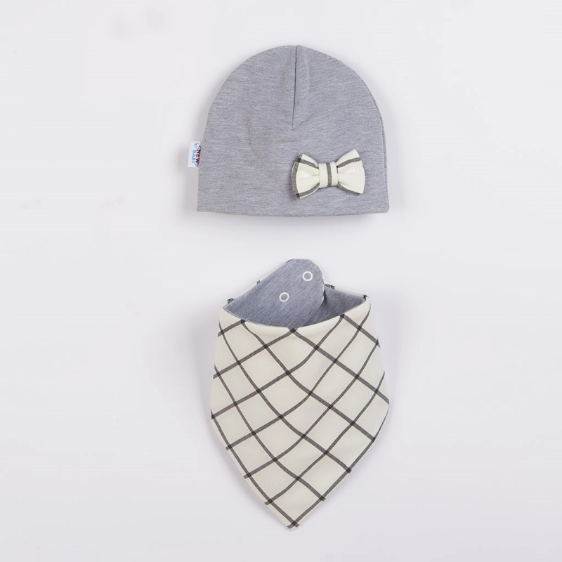 Kojenecká čepička a šátek na krk NEW BABY Missy šedá