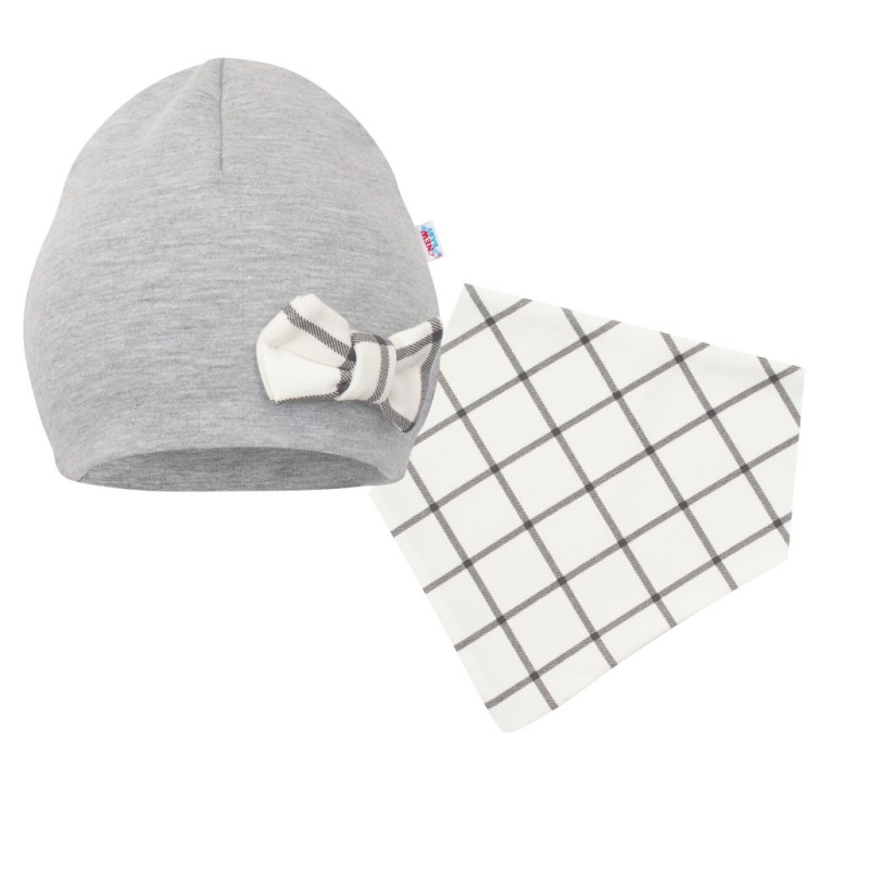 Kojenecká čepička a šátek na krk NEW BABY Missy, šedá