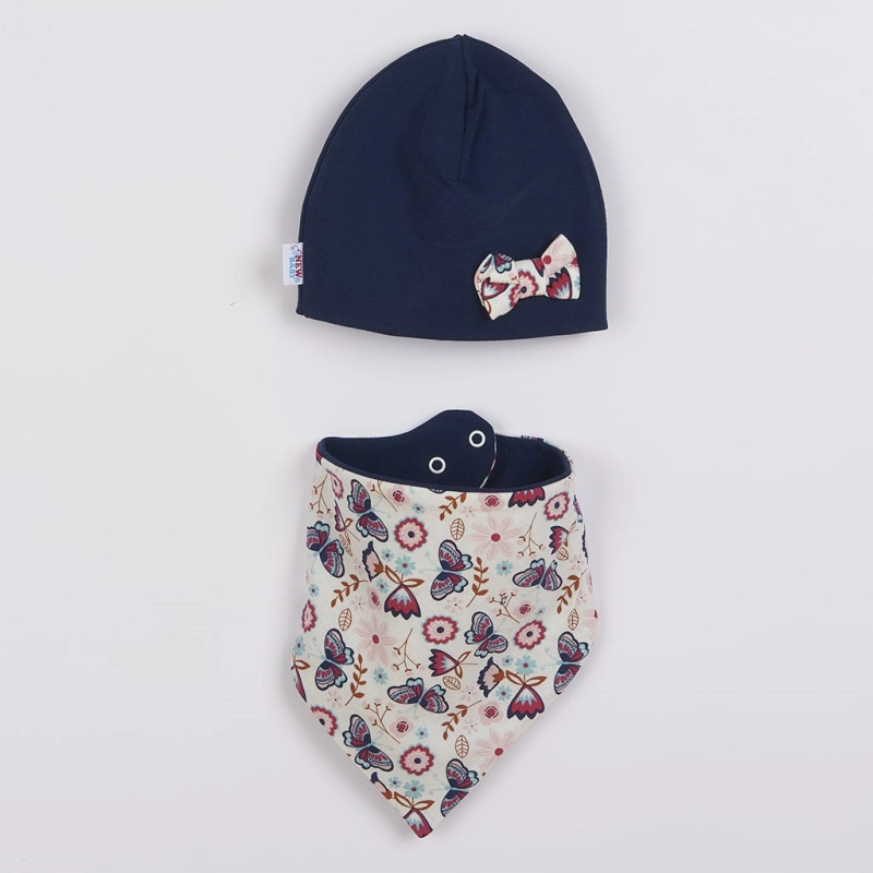 Kojenecká čepička a šátek na krk NEW BABY Missy modrá