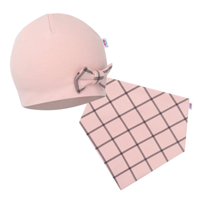 Kojenecká čepice a šátek na krk NEW BABY Missy růžová