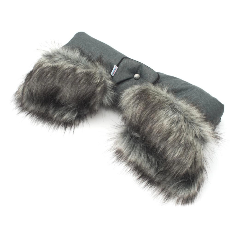 Rukávník na kočárek 2v1 s kožešinkou — grafitový