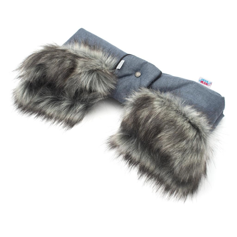 Rukávník na kočárek 2v1 s kožešinkou – modrý