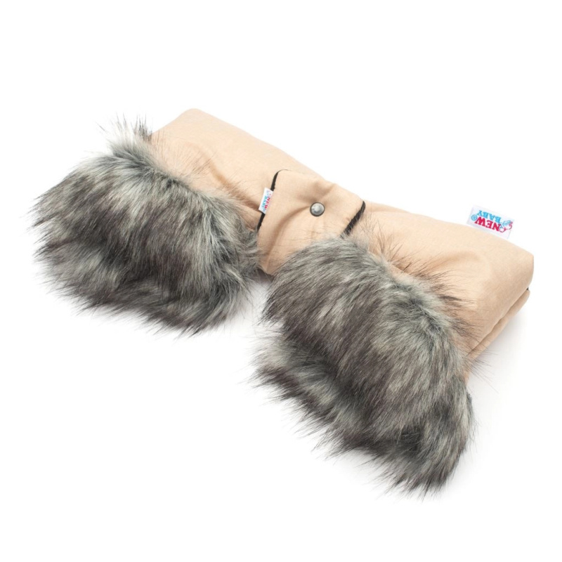 Rukávník na kočárek 2v1 s kožešinkou latte New Baby