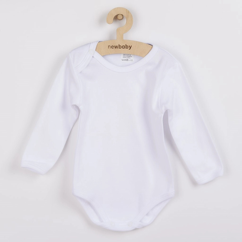 Luxusní kojenecké body s dlouhým rukávem New Baby – bílé