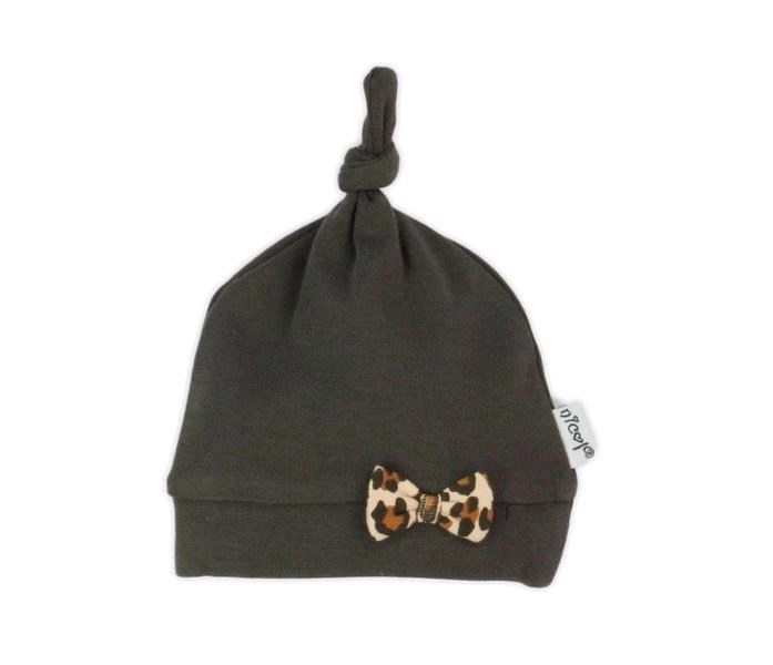 Dívčí čepička s uzlíkem Nicol Mia, tmavě hnědá