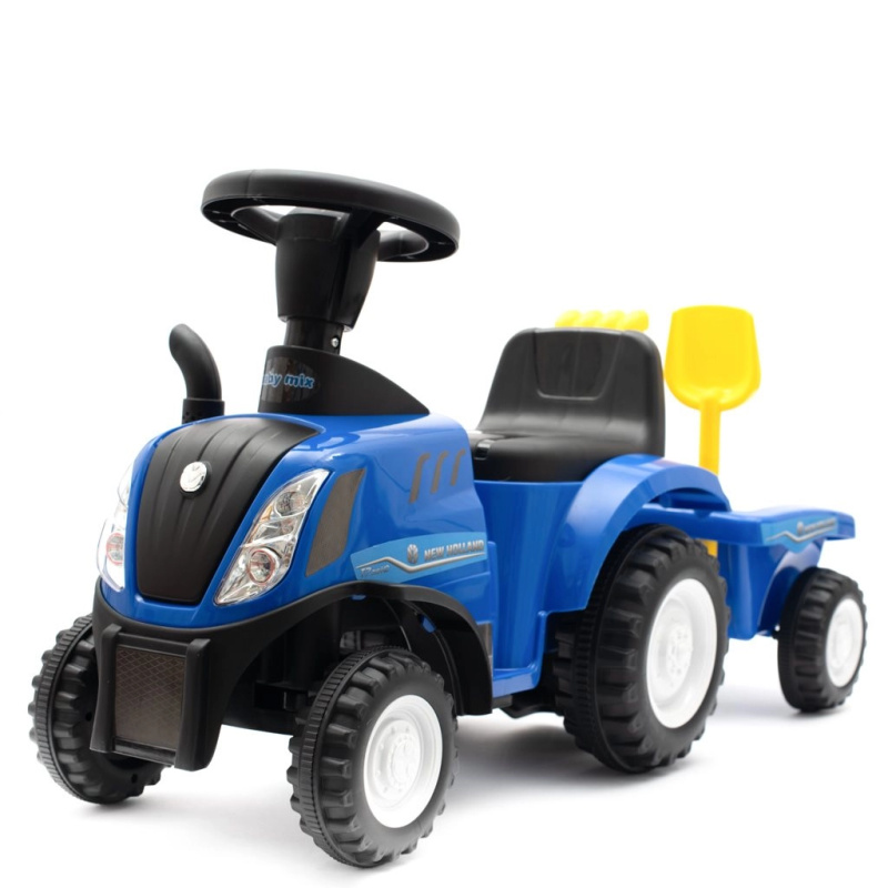 Dětské odrážedlo traktor s vlečkou a nářadím NEW HOLLAND modré