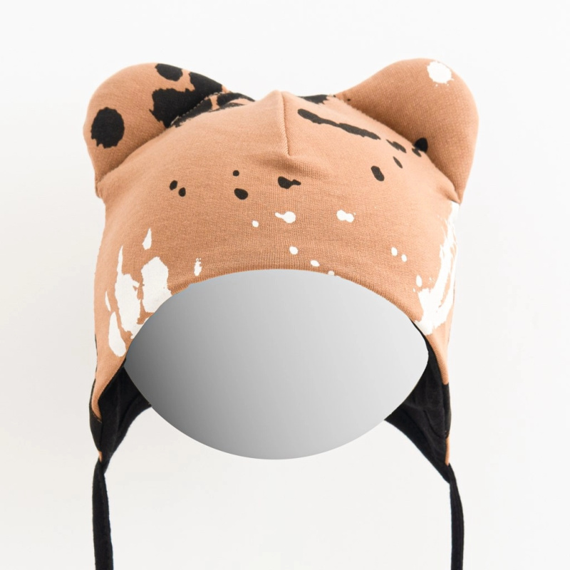 Kojenecká bavlněná čepička s oušky NEW BABY Paw hořčicová