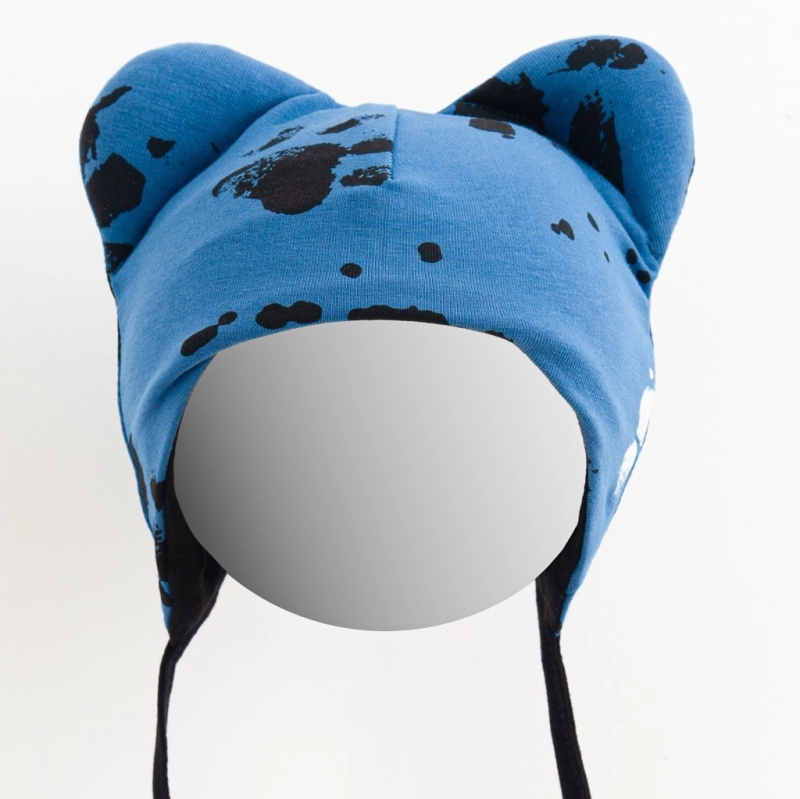 Kojenecká bavlněná čepička s oušky New Baby tlapka modrá