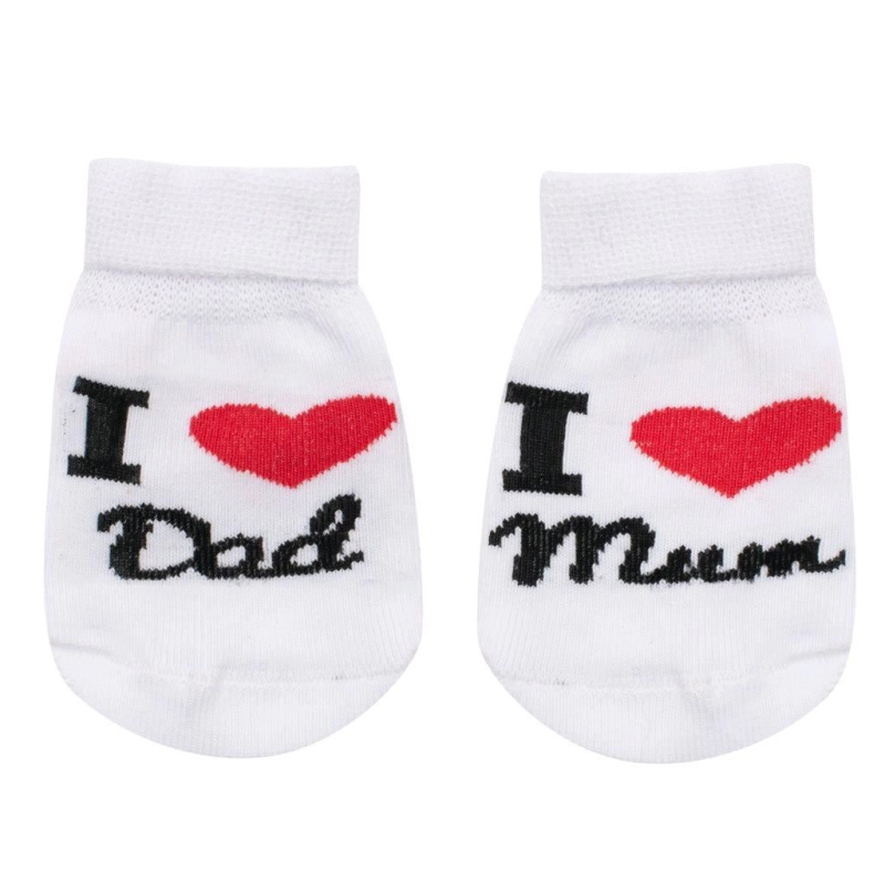Kojenecké bavlněné ponožky I Love Mum & Dad bílé