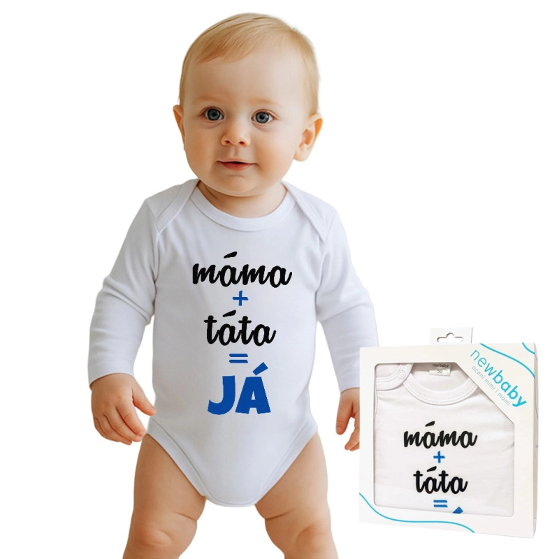Kojenecké body s potiskem máma + táta = já – dárkové balení