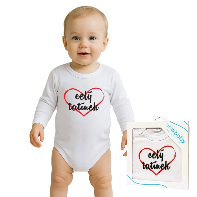 Kojenecké body s potiskem New Baby – celý tatínek, dárkové balení