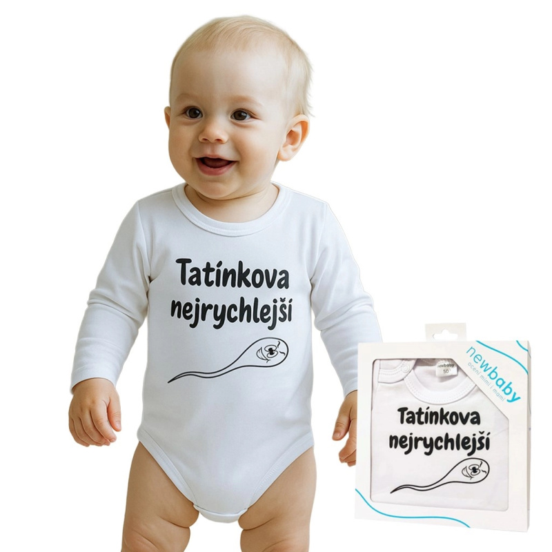 Kojenecké body s dlouhým rukávem New Baby Tatínkova nejrychlejší – dárkové balení