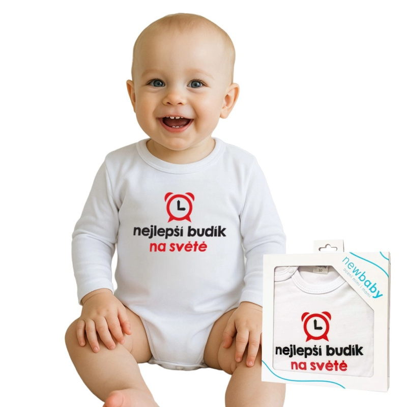 Dětské body s potiskem New Baby – nejlepší budík na světě