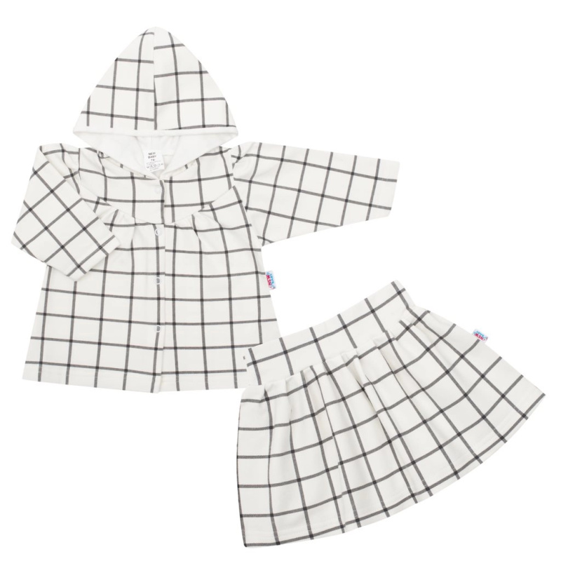 Dívčí 2dílný komplet s kapucí a kostkovaným vzorem NEW BABY Cool Girls, bílý