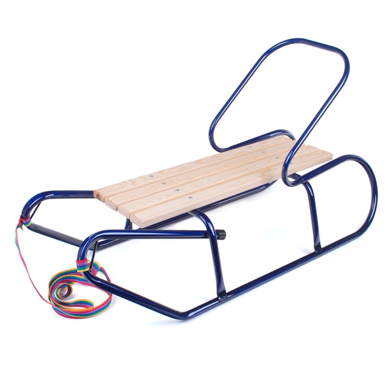 Dětské kovové sáňky s opěrkou BAYO 87 cm modré
