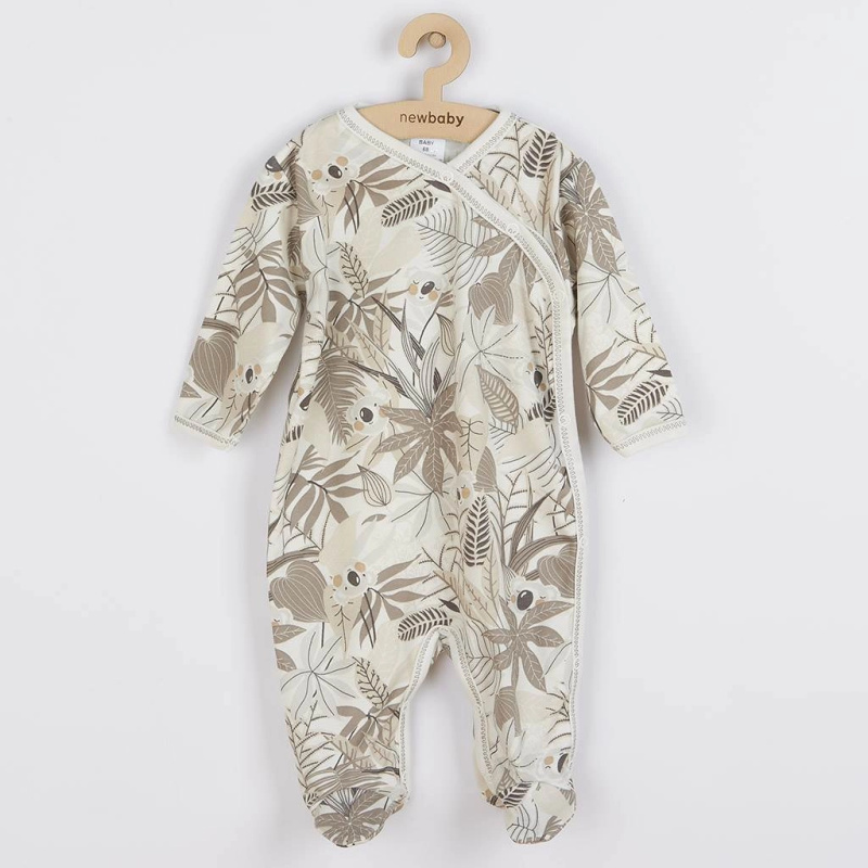 Kojenecký bavlněný overal s bočním zapínáním New Baby Lovely hnědý