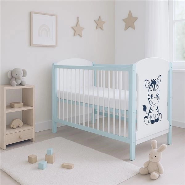 Dětská postýlka NEW BABY Elsa Zebra bílo‑mátová
