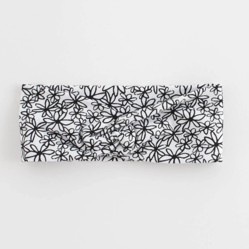 Kojenecká bavlněná čelenka NEW BABY Be Happy s květinovým vzorem