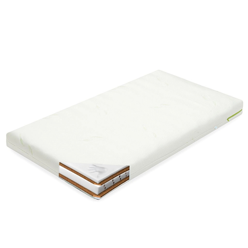 Dětská matrace New Baby Classy 120 × 60 × 12 cm z paměťové pěny, pěny a kokosové vrstvy s potahem Aloe Vera