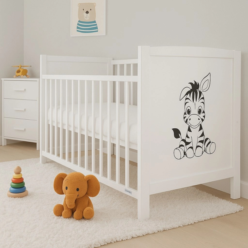 Dětská postýlka se stahovací bočnicí NEW BABY Bea Zebra bílá