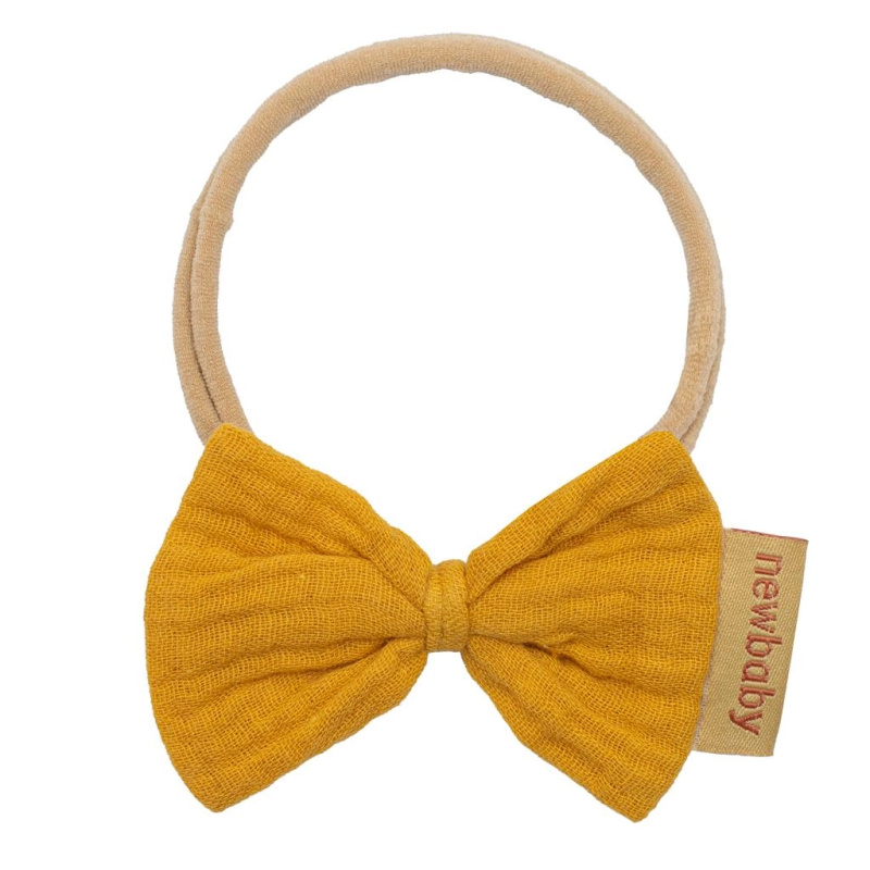 Mušelínová čelenka pro miminka New Baby hořčicová