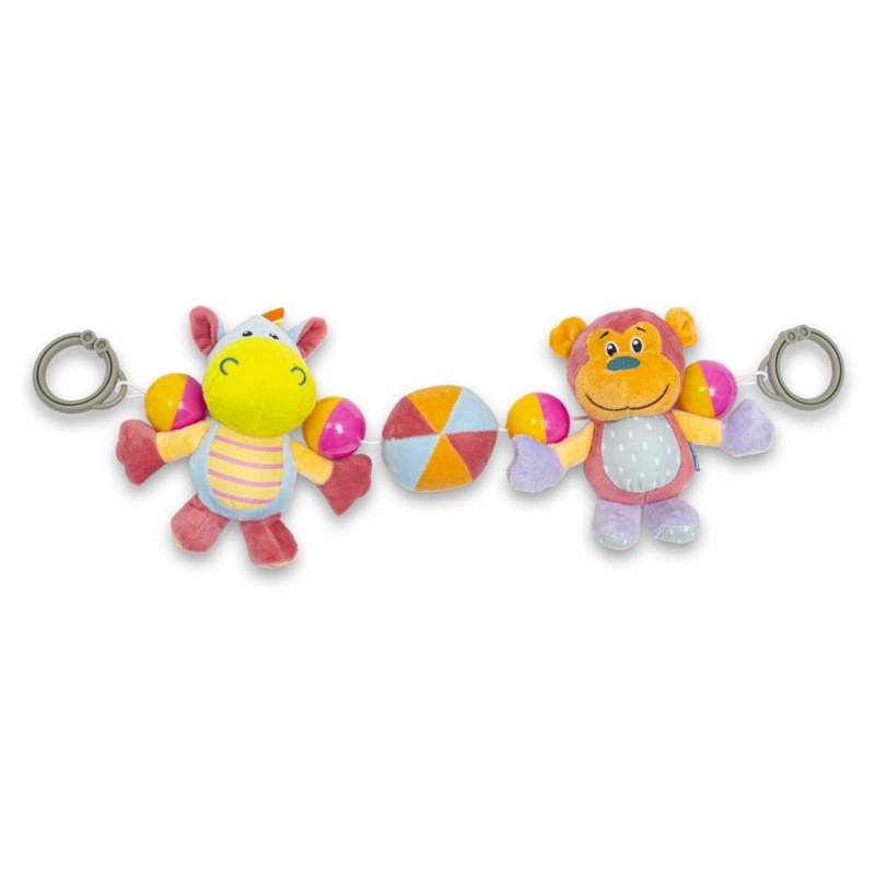 plyšová hrkálka na kočárek BABY MIX – hrošík a opička