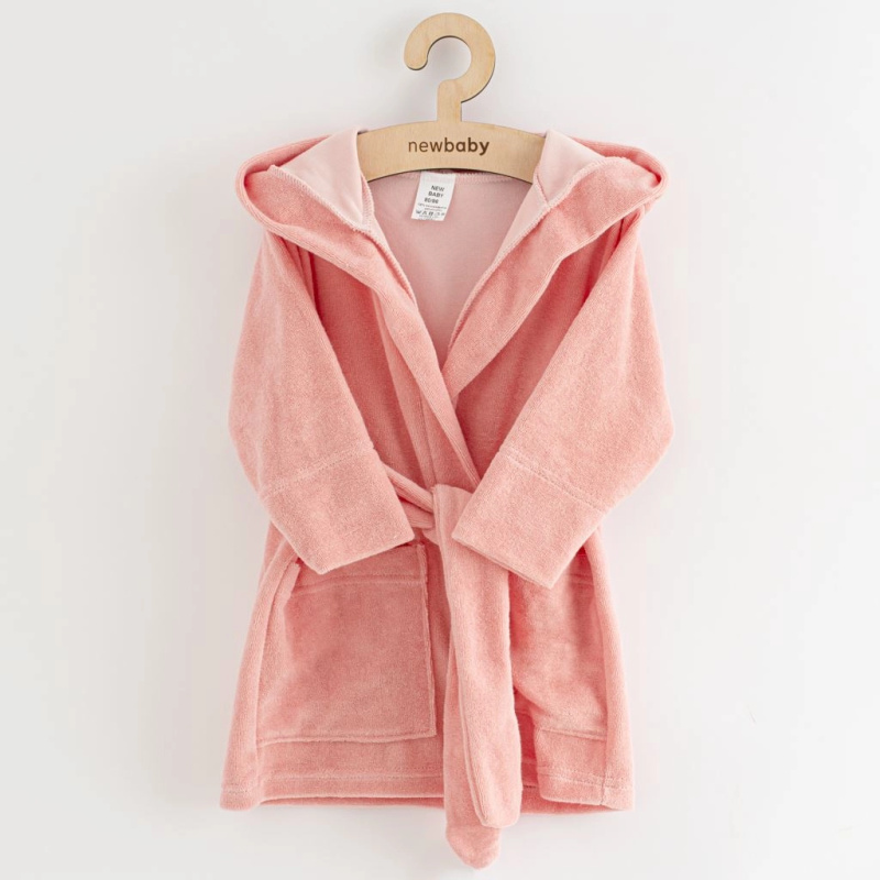 Dětský froté župan s kapucí NEW BABY Comfortably – růžový