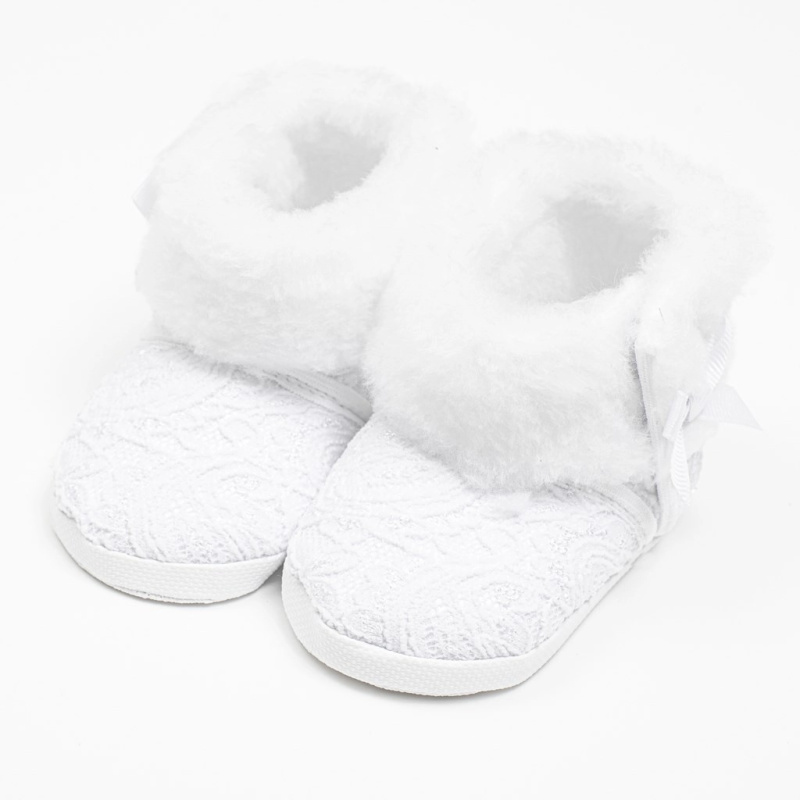 Kojenecké zimní krajkové kozačky New Baby bílé (3–6 měsíců)