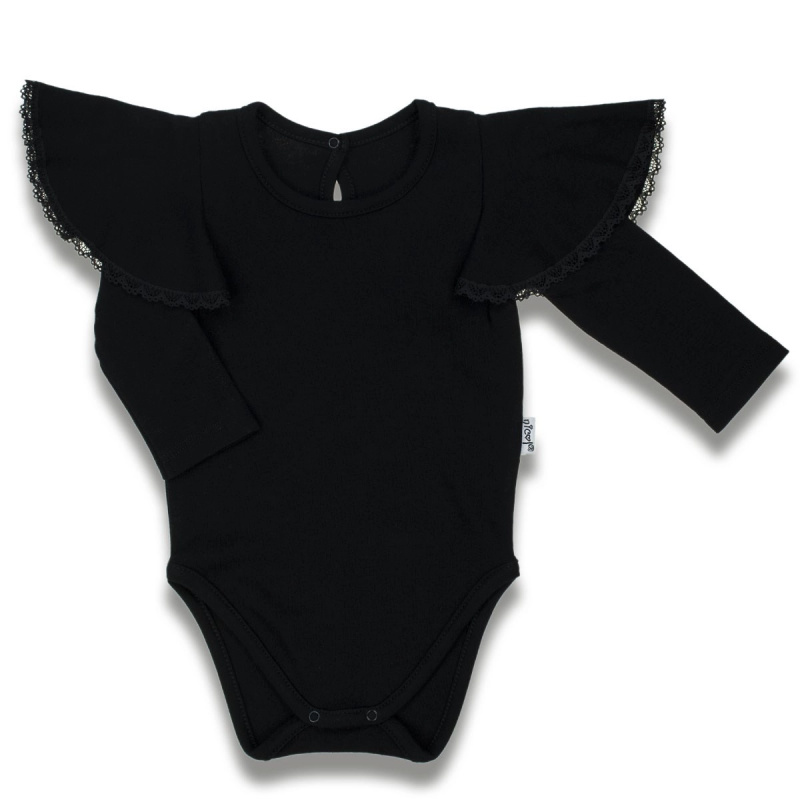 Kojenecké body s dlouhým rukávem Nicol Viki – černé