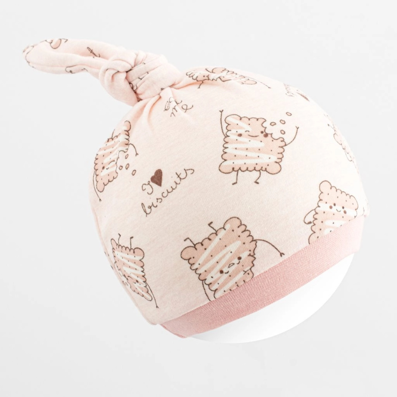 Kojenecká bavlněná čepička NEW BABY Biscuits růžová
