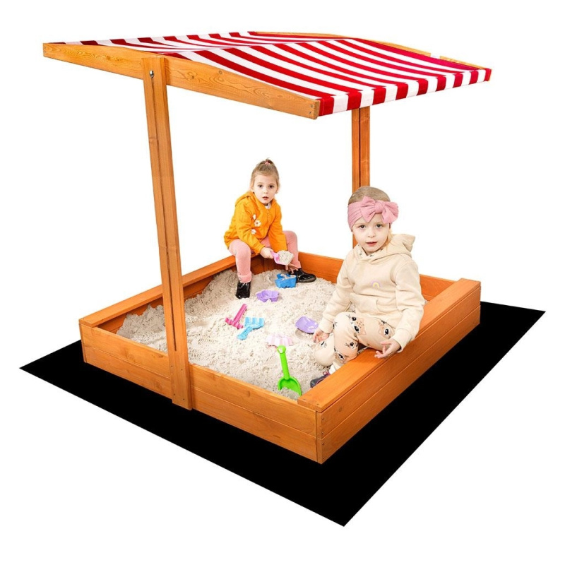 Dřevěné pískoviště se stříškou BABY MIX 120 × 120 cm červeno-bílé