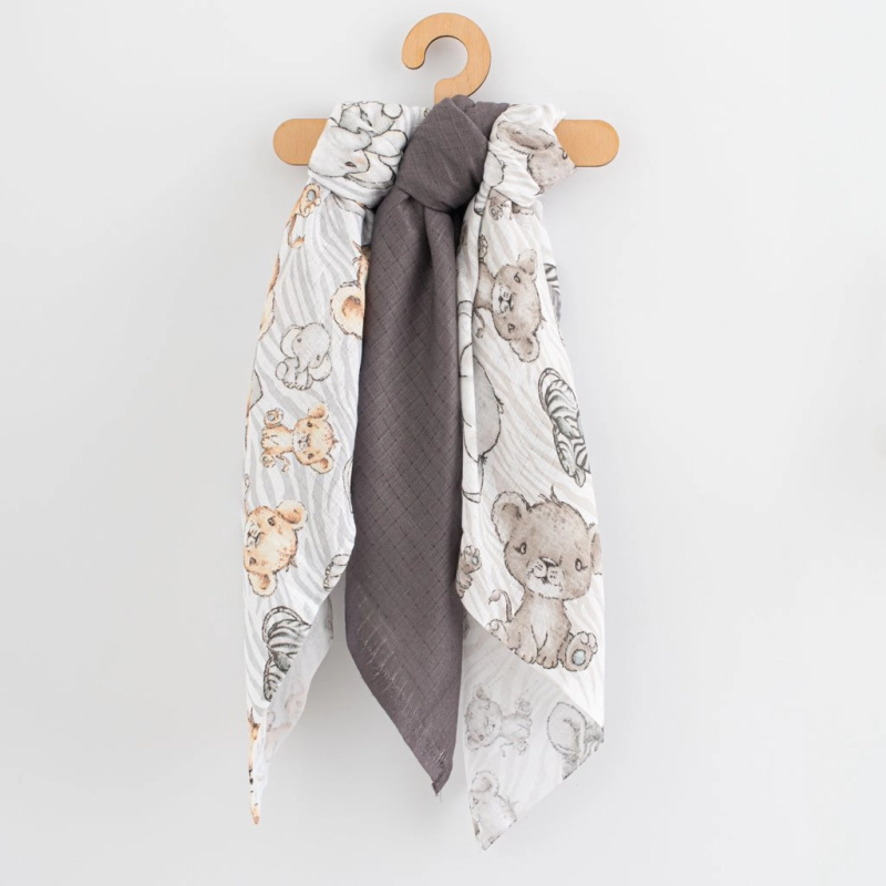 Bavlněné pleny s potiskem NEW BABY 70 × 80 cm, 3 ks