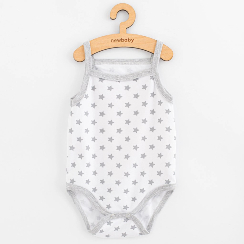 Kojenecké body bez rukávů New Baby Classic II hvězdičky šedé