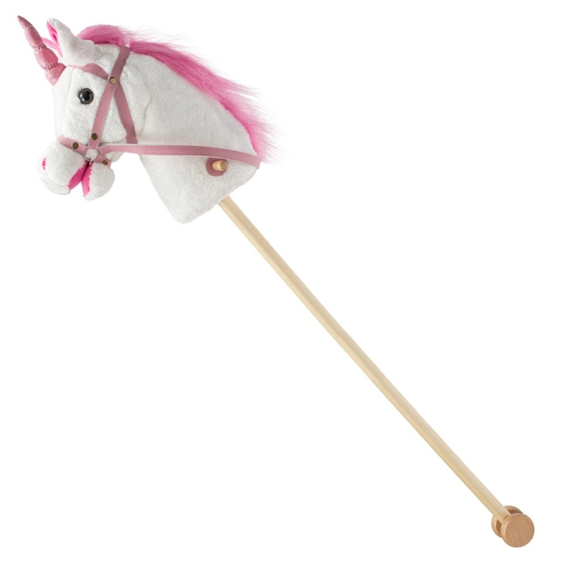 Hobby horse jednorožec se zvukem a kolečky Baby Mix, bílý