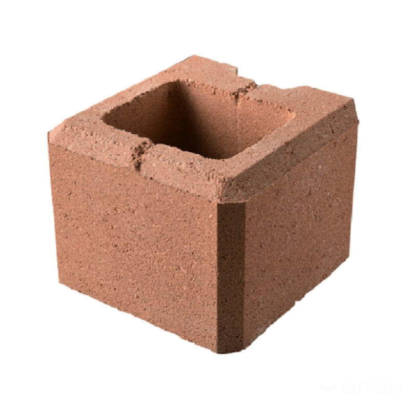 DITON Zdicí prvek VISO koncový poloviční melír cihlový 20 x 20 x 15 cm