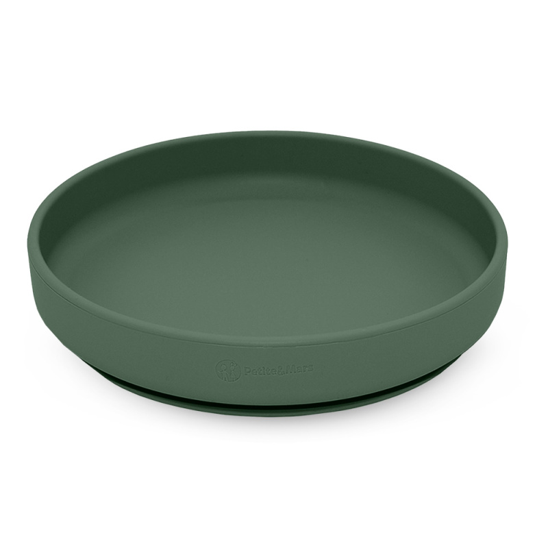 Petite&Mars Take&Match Silicone Plate talíř s přísavkou Misty Green 6 m+ 1 ks