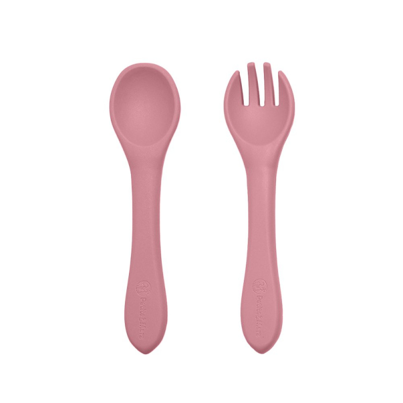 Petite&Mars Take&Match Silicone Cutlery příbor Dusty Rose 6 m+ 2 ks