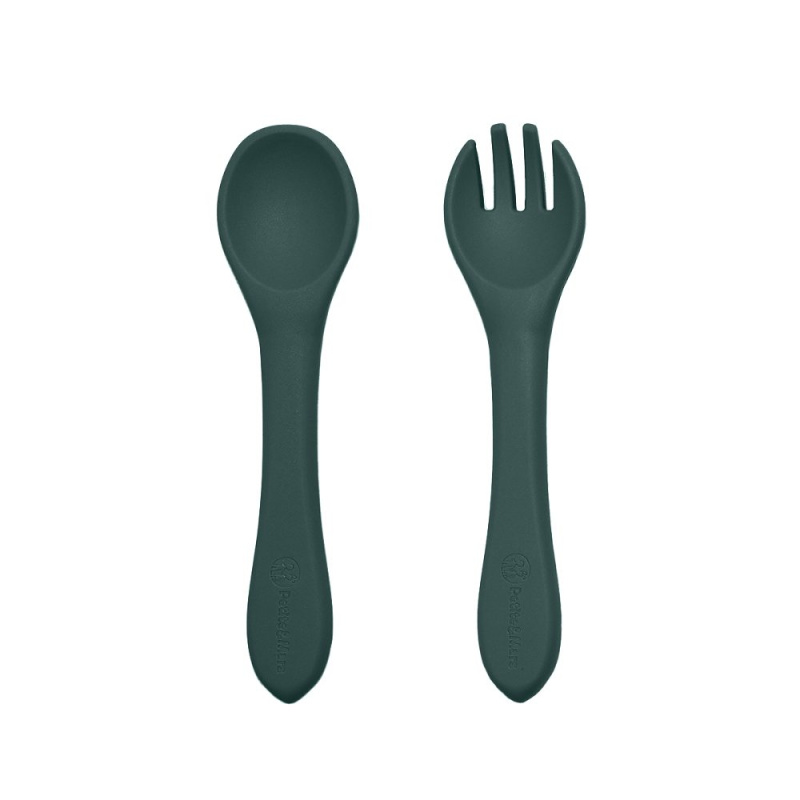 Petite&Mars Take&Match Silicone Cutlery příbor Misty Green 6 m+ 2 ks
