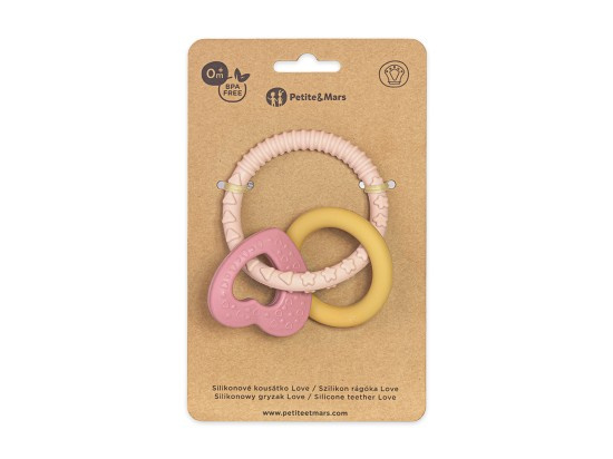 Petite&Mars Silicone teether kousátko Love 0 m+ 1 ks