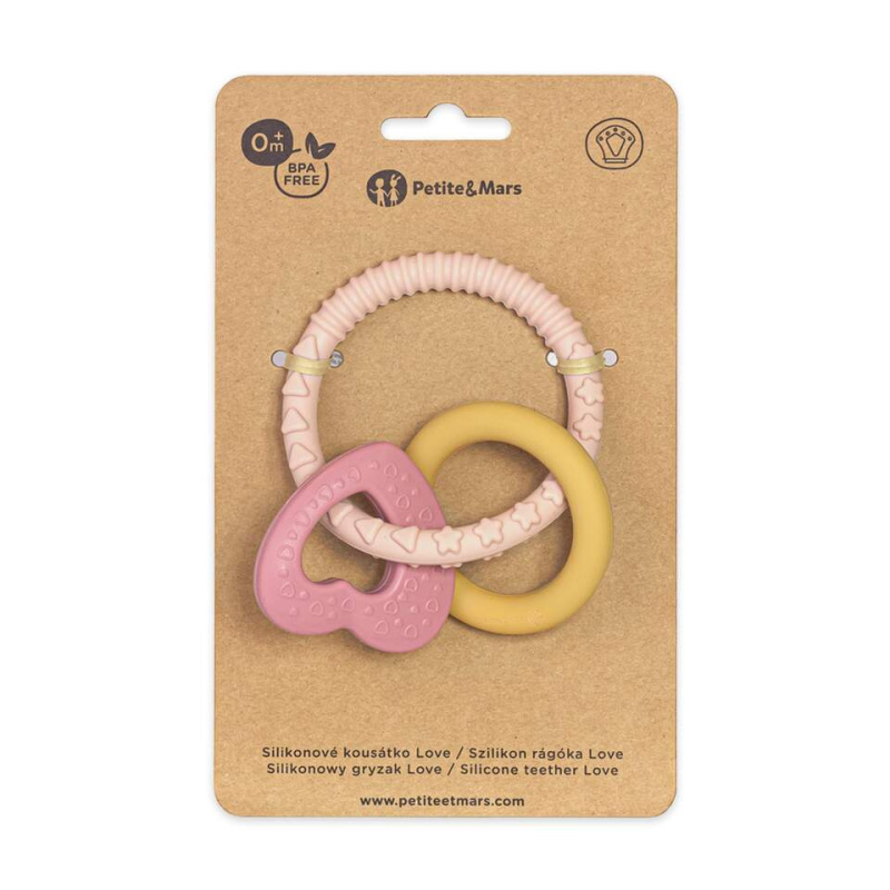 Petite&Mars Silicone teether kousátko Love 0 m+ 1 ks