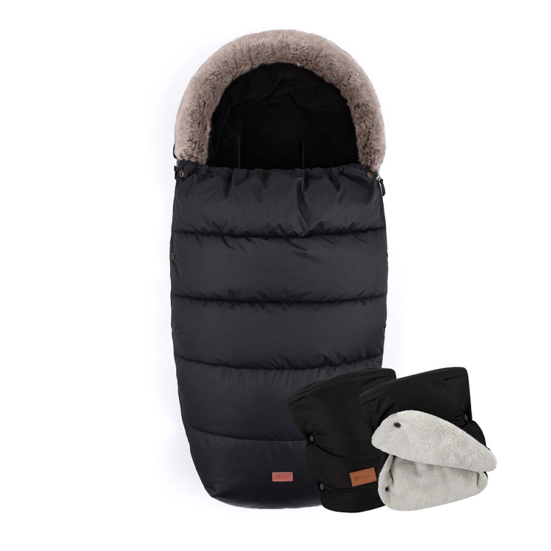 Petite&Mars zimní fusak 4v1 Comfy Forever black + rukávník Jasie ink black
