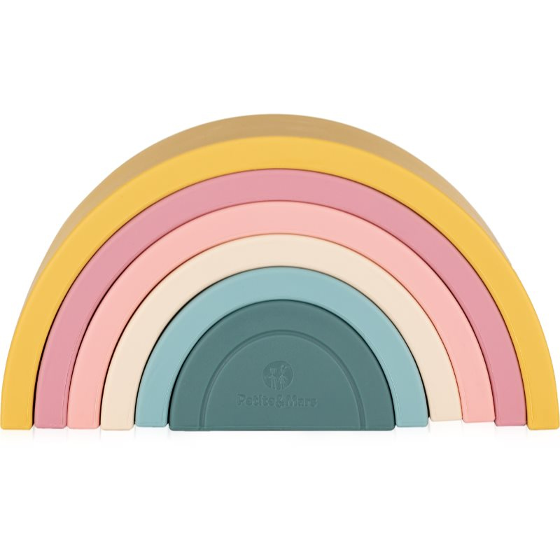 Petite&Mars Hračka silikonová skládací Rainbow Intense Ochre, 12m+