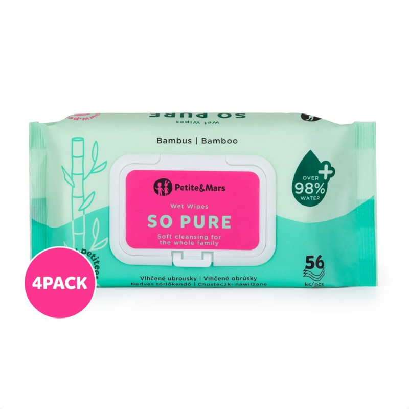 Petite&Mars So Pure vlhčené ubrousky pro děti 4x56 ks