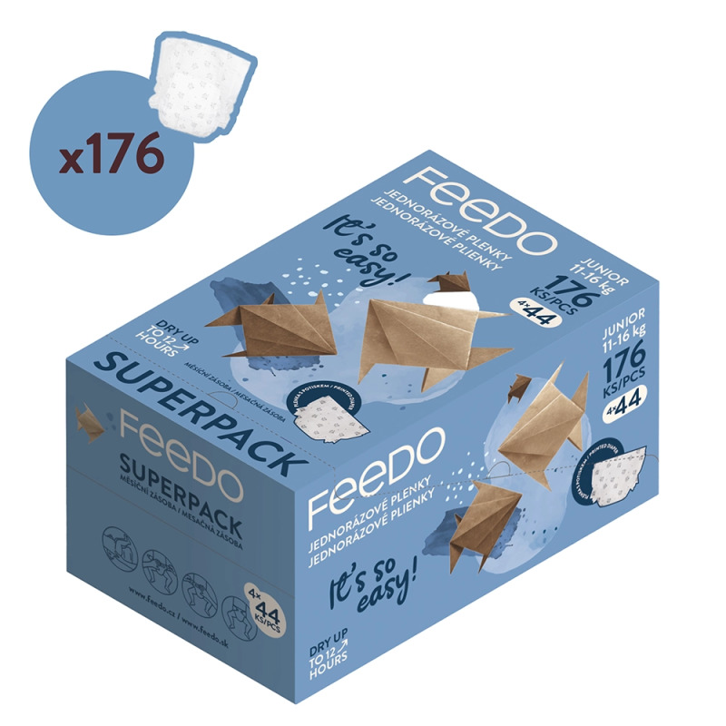 FEEDO jednorázové pleny Junior 5 pro děti 11–16 kg - 176 ks