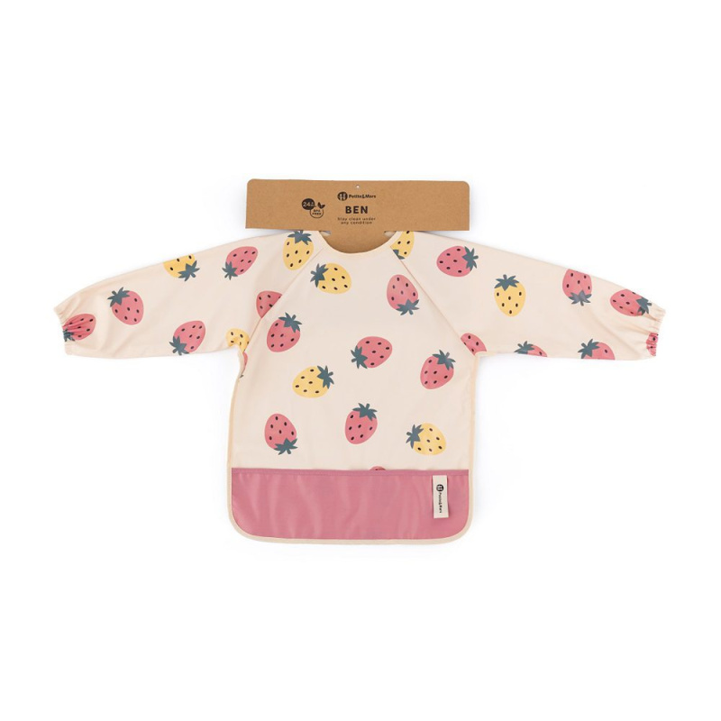 Petite&Mars Ben bryndák s dlouhými rukávy 2 y+ Beige Strawberries 1 ks