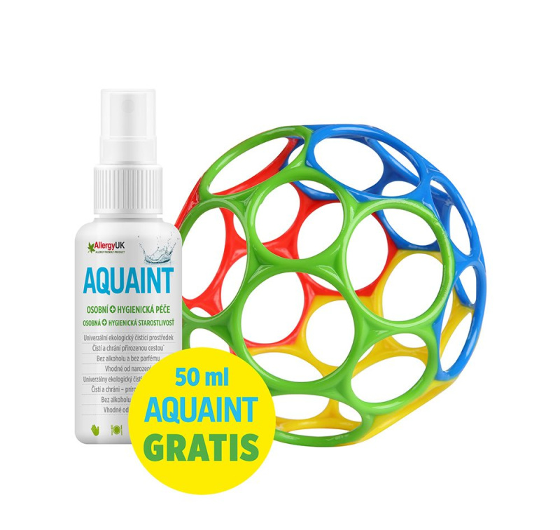 OBALL Hračka Oball™ Classic 10 cm mix barev 0m+AQUAINT 100% ekologická čisticí voda 50 ml - OBALL Hračka Oball™ Classic 10 cm mix barev 0m+AQUAINT 100% ekologická čisticí voda 50 ml