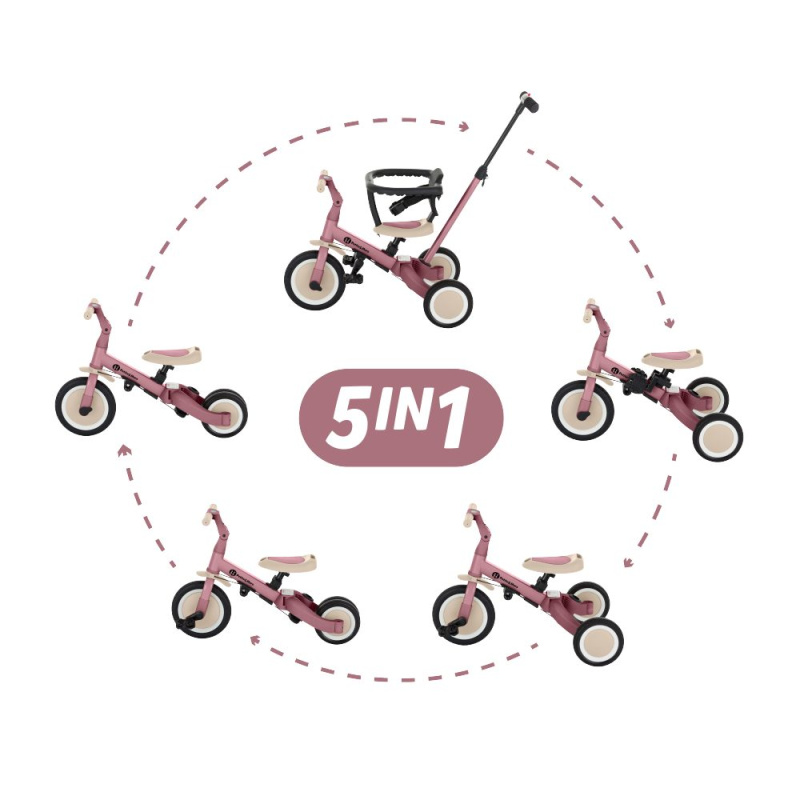 Petite&Mars Tříkolka multifunkční 5v1 Turbo - PETITE&MARS Tříkolka multifunkční 5v1 Turbo Dusty Rose