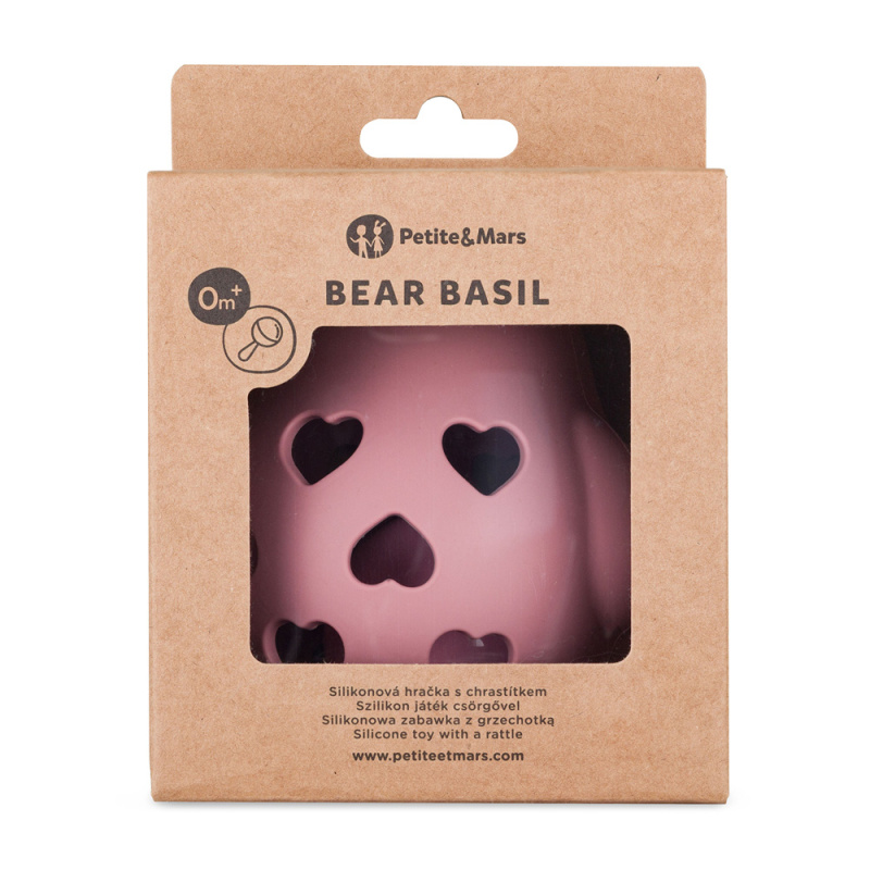 Petite&Mars Bear Basil 0m+ chrastítko Dusty Rose 1 ks